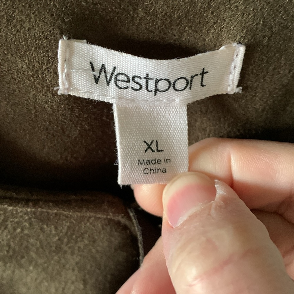 Westport sz XL moto jacket zip front suede feel euc ruffle - Picture 3 of 6